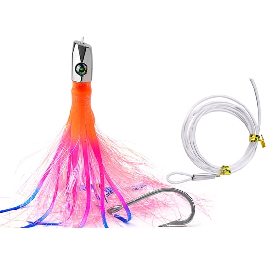 Soft Squid Skirt Lures Metal Head Rigged Trolling Lures Metal Jigs Head Skirts Lures Octopuses Squid Skirt Trolling Lures
