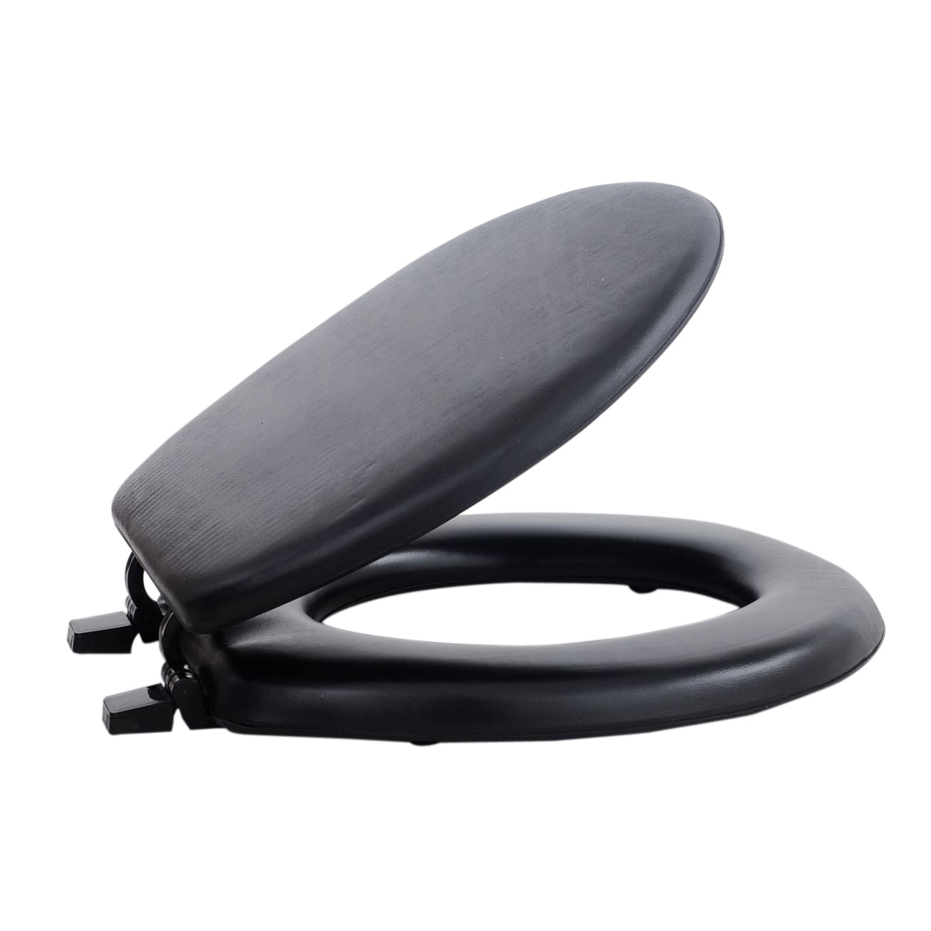 Soft Standard Vinyl Toilet Seat, Black - 17 Inch Soft Vinyl Cover with Comfort Foam Cushioning - Fits All Standard Size Fixtures - Easy to Install Fantasia by Achim Home Decor