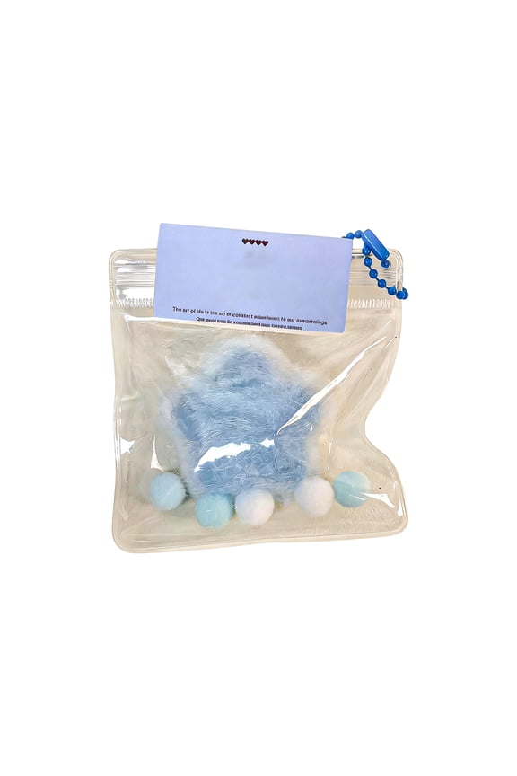 Soft Sticky Star Squishy - Fluffy Fuzzy Squishy Fidget Toy for Stress Relief, Cute Bagged Sensory Toy with Keychain