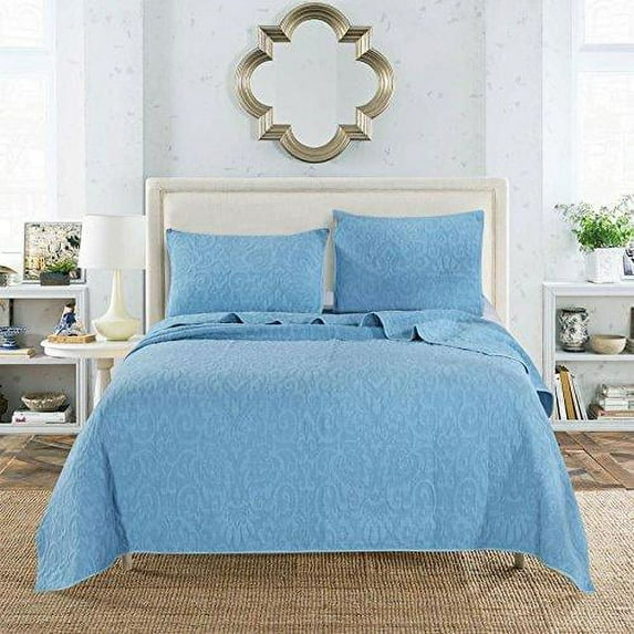 Soft Stone-Washed Floral Design Quilt Set