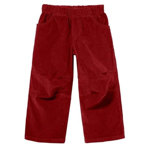 Soft Stretch Cord Pants With Knee Articulation - Matching Stitch | Dark Red