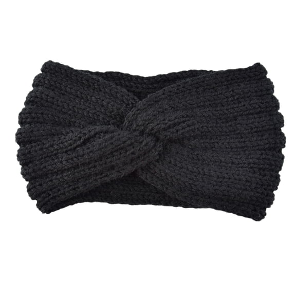 Soft Stretch Ear Warmer Headband Women Winter Cable Knit Headbands Hairbands, Black