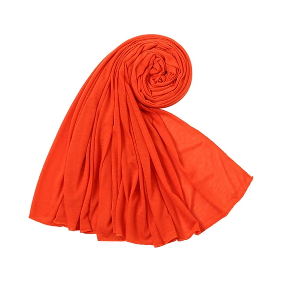 Soft Stretch Jersey Hijab, Generous Size Long Turban, Women Head Cover, Ethnic Scarves & Shawls, #03 Saffron Free Size