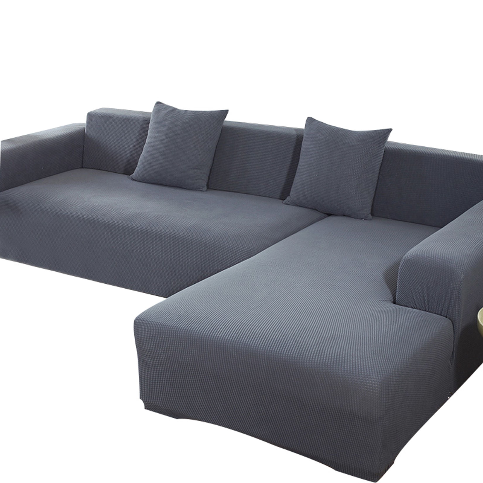 Soft Stretch Sofa Slipcover, Spandex Sofa Covers Non Slip Waterproof Jacquard Furniture Protector For Living Room Dog Pet-190-230cm+235-300cm-Dark gray