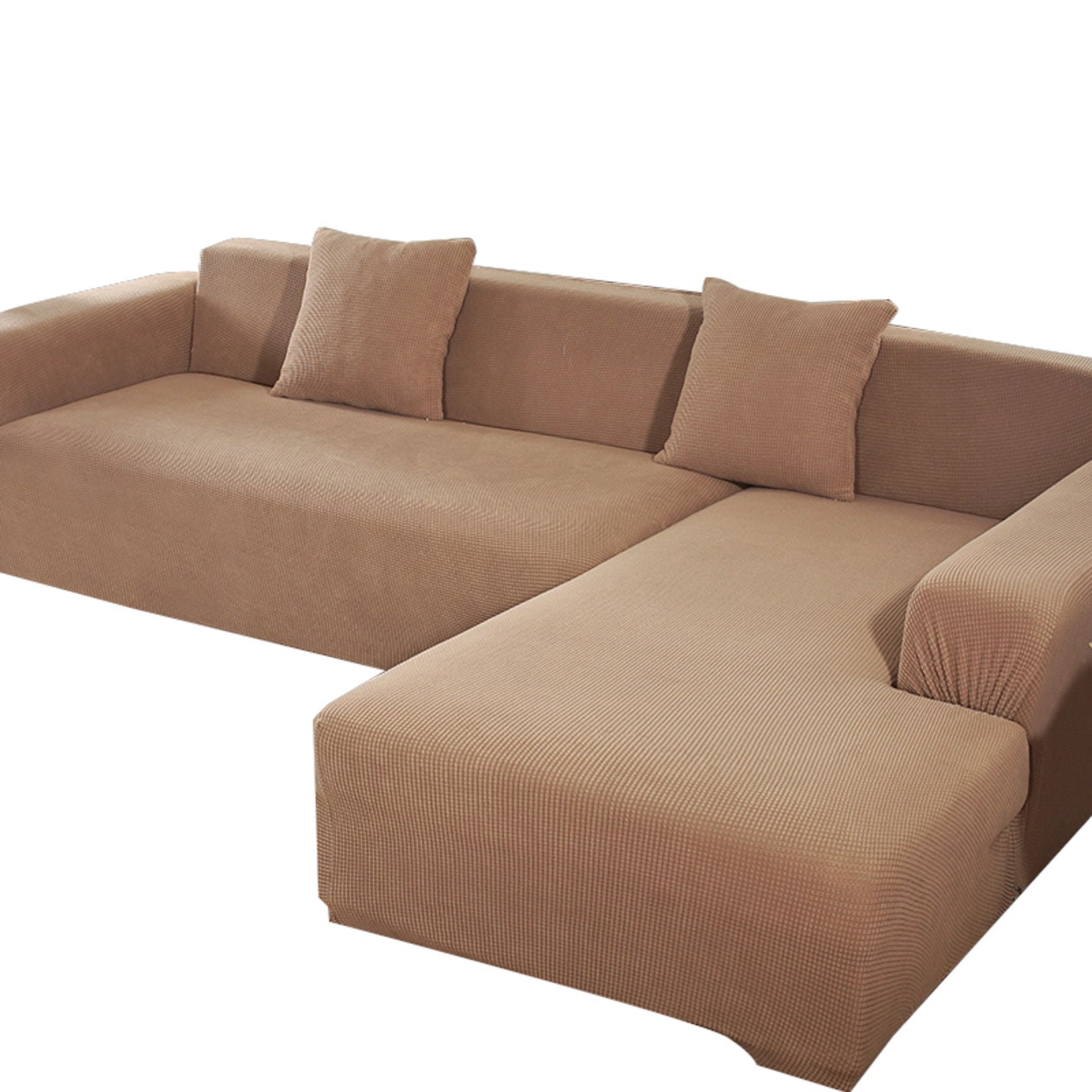 Soft Stretch Sofa Slipcover, Spandex Sofa Covers Non Slip Waterproof Jacquard Furniture Protector For Living Room Dog Pet-Footstool cover 70x90x35cm-Khaki