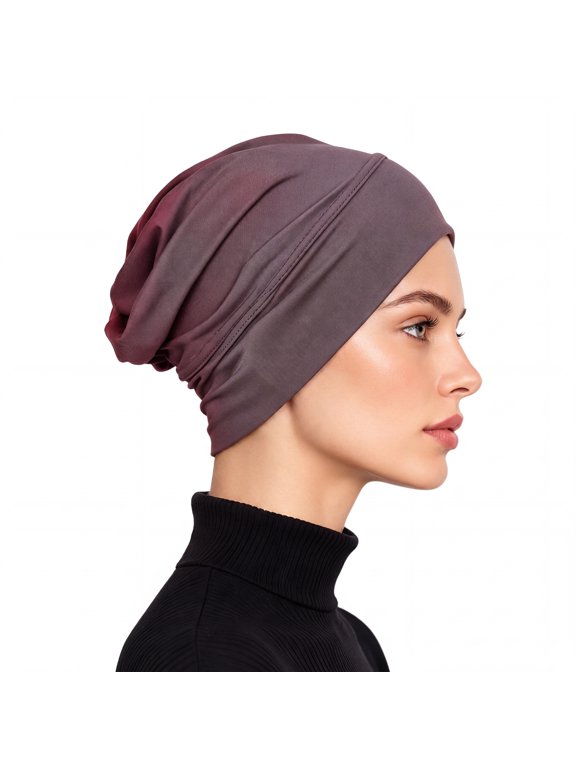 Soft Stretch Turban Cap for Women, Breathable Milk Silk Underscarf with Anti-Slip Fit for Hair Covering