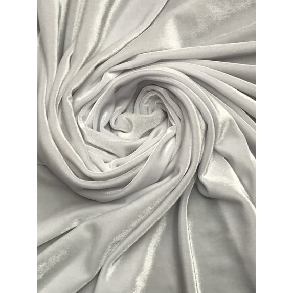 Soft Stretch Velvet, 60" Wide, Sells by the Yard from Sal Tex Fabrics, White