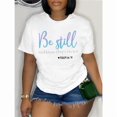 thumbnail image 1 of Soft Stretchy Letter Print T-Shirt - Chic Women's Crew Neck, Short Sleeve, Machine Washable - Perfect for Spring/Summer/Fall, 1 of 9
