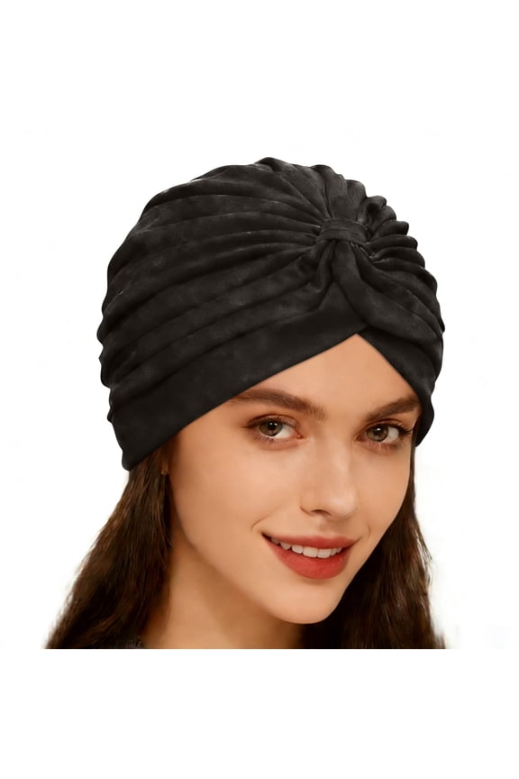 Soft Stretchy Solid Color Turban Headwrap Women Daily Breathable Cotton Twist Beanie Cap Gray One Size(Red)