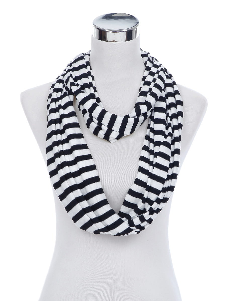 Soft Striped Infinity Loop Jersey Scarf
