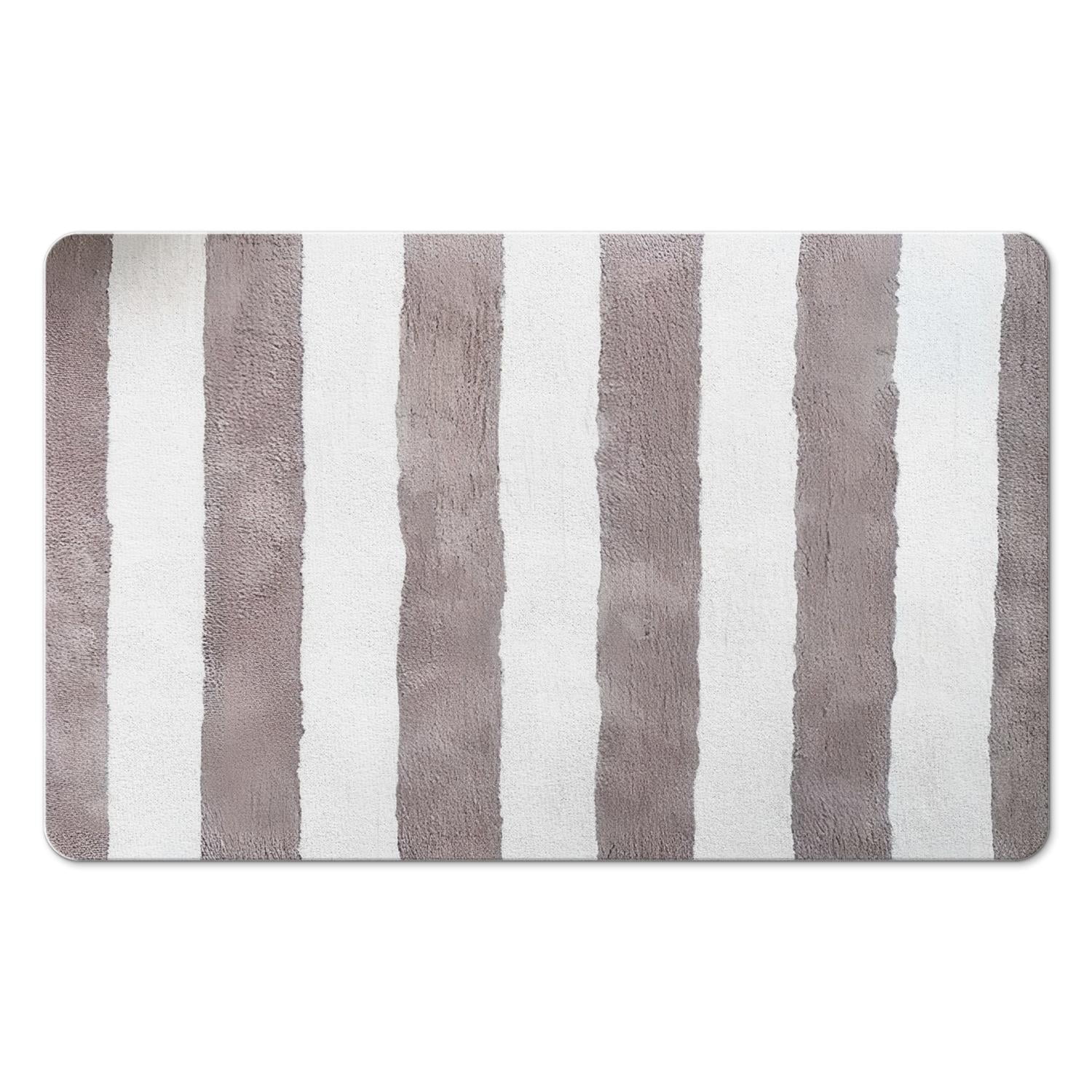 Soft Striped Microfiber Bathroom Rugs - Extra Thick 20x32 inch, Highly Absorbent Bath Mat, Anti-Slip for Safety, Machine Washable Perfect for Tub and Shower