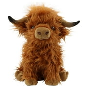 Soft Stuffed Animal Plush Toys Highland Cow Doll, Cute Bull Toy Fluffy Plushies Birthday Gift for Kids Boys Girls (Brown,10in)