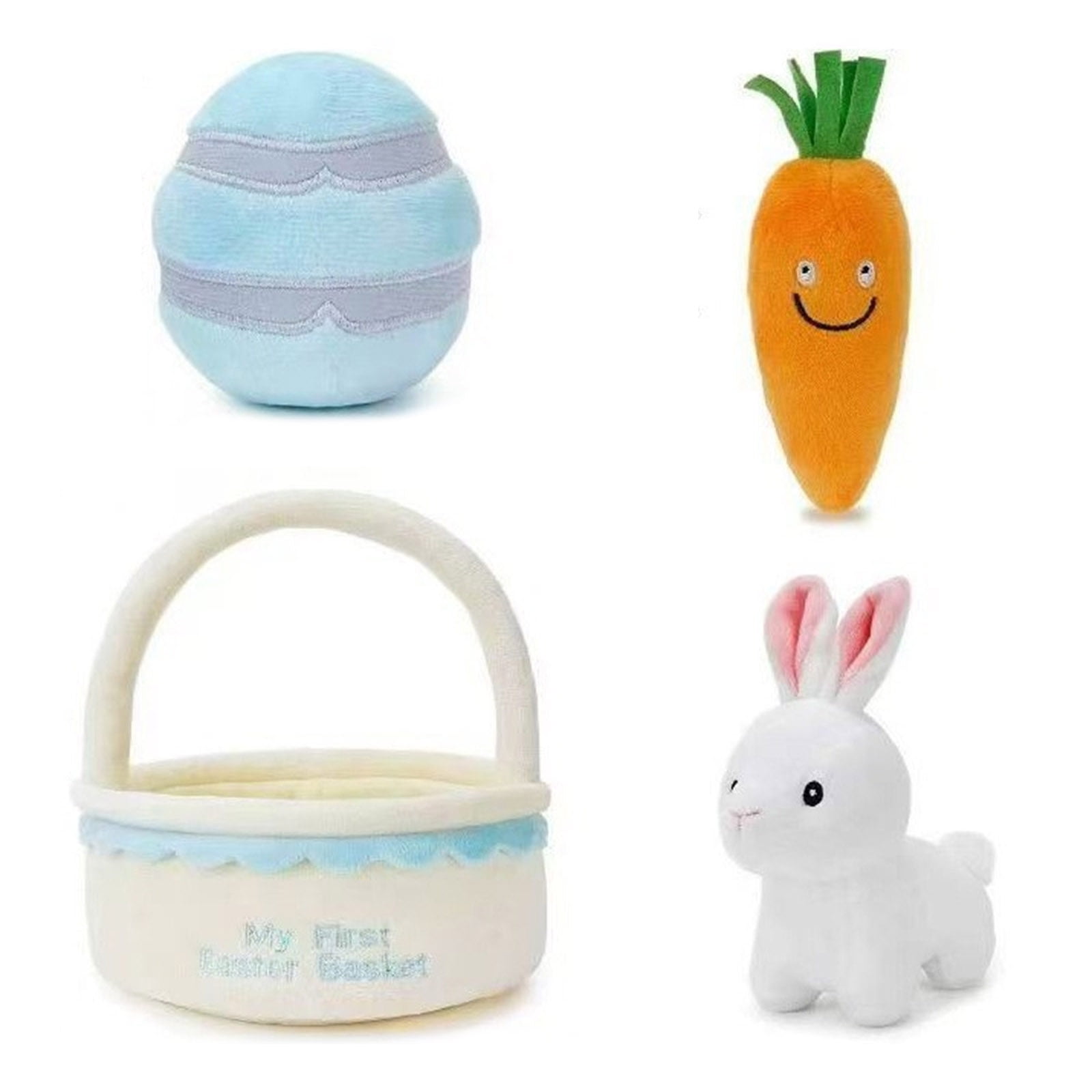 Soft Stuffed Easter Rabbits Realistic Plush Doll with Carrot Basket, Holiday Decor & Kids Bedtime Companion
