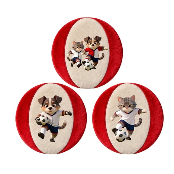 Soft Stuffed Sandbags Cartoon Cat Dog Soccer Print Play Sandbags Durable Plush Interactive Toss Toys for Student Outdoor Backyard Party Game Red and 3 Pack