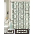 thumbnail image 1 of Soft & Stylish Chenille Rug, Mat Decor Bathroom set Zen Brown Design Washable non slip includes 15pc :2 bath rug/mat + 1 shower curtain + 12pc rings, 1 of 2