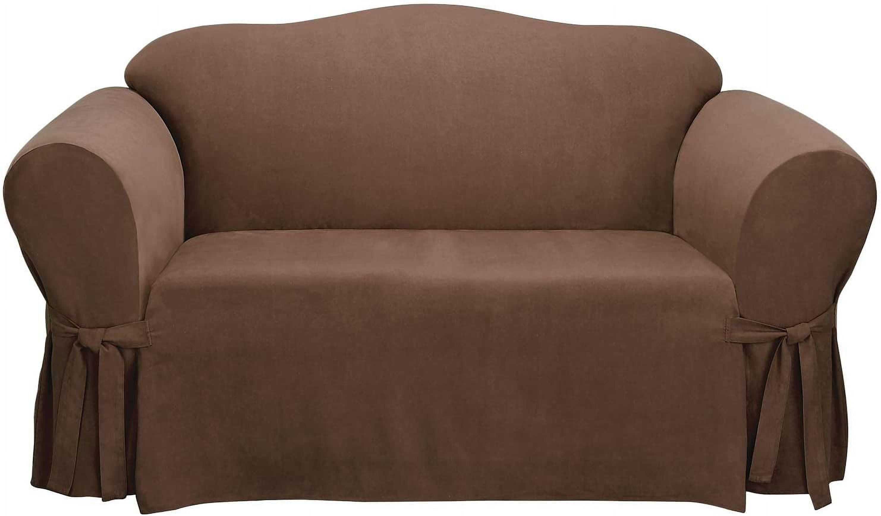 Elegant Chocolate Soft Suede Stretch Loveseat Slipcover