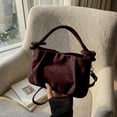 thumbnail image 1 of Soft Suede Convertible Shoulder Bag, Casual Ruched Tote Handbag with Detachable Strap, 5 Colors for Daily Use & Outdoor Travel, 1 of 6