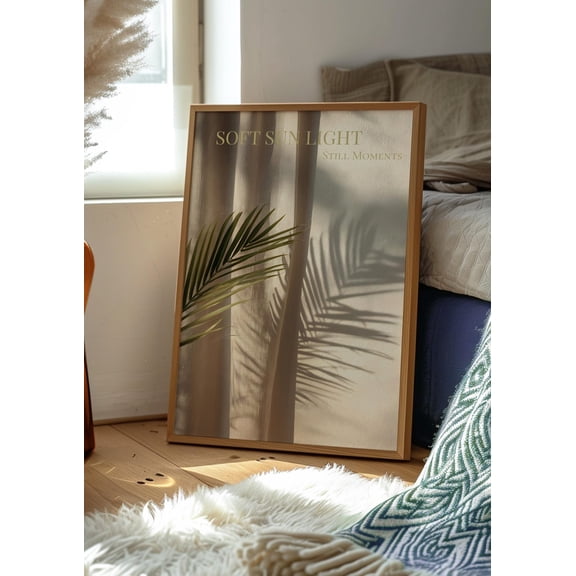 Soft Sun Light Minimal Palm Shadow Poster Unframed Paper Print