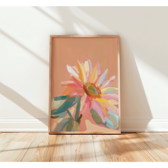 Soft Sunflower Neutral Beige Backdrop Vibrant Floral Wall Art Summer Decor Cottagecore Flower Print Style 1054