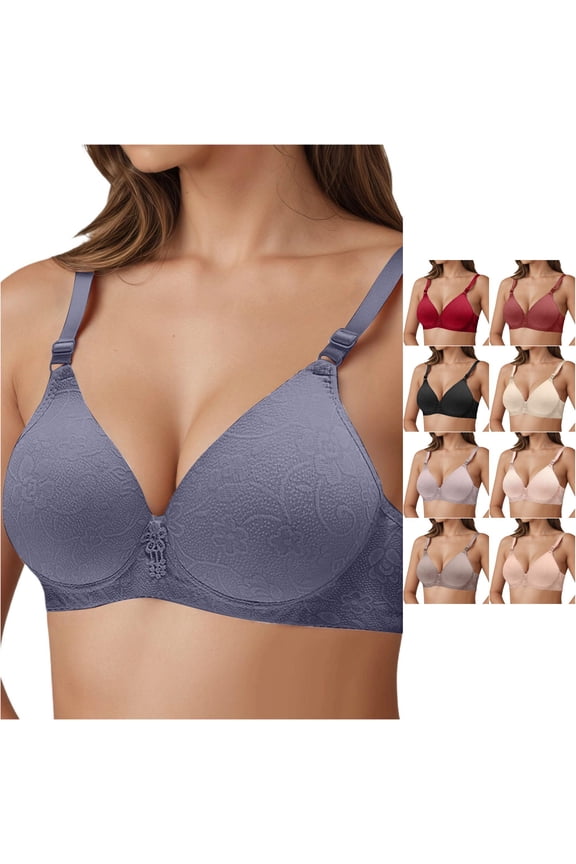 Soft Support Wirefree Bras For Comfortable Non Padded Lightweight Full Coverage With Wide Straps, 42, Blue