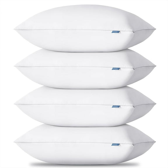 Soft Supportive Bed Pillows for Side and Back Sleepers Oeko-Tex Certified Down Alternative Filling Hotel Quality Fluffy Pillow White Queen 18 x 28 Inches 4 Pack