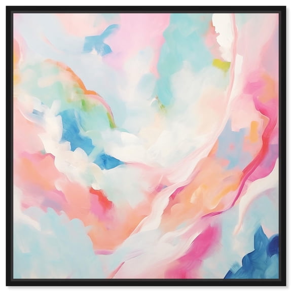 Soft Swirls I Canvas Spring Abstracts by Art Remedy, Black Frame, 40" x 40"