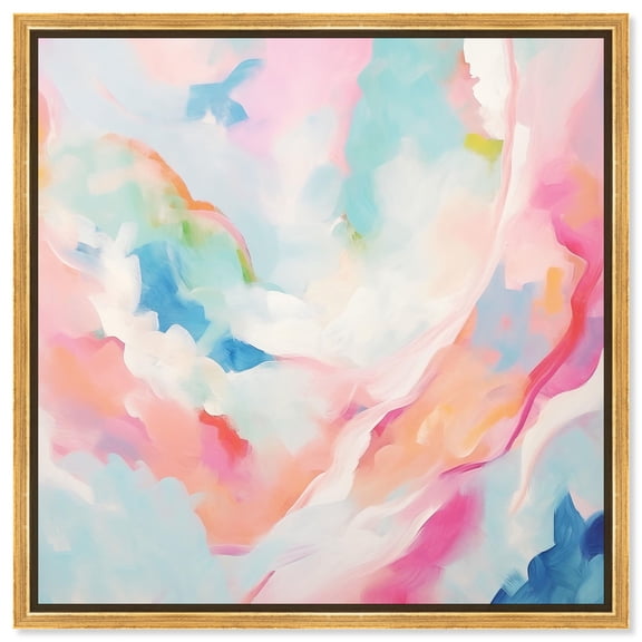 Cotton Candy Clouds I Canvas Colorful Spring Art by Art Remedy, Gold Frame, 12 x 12