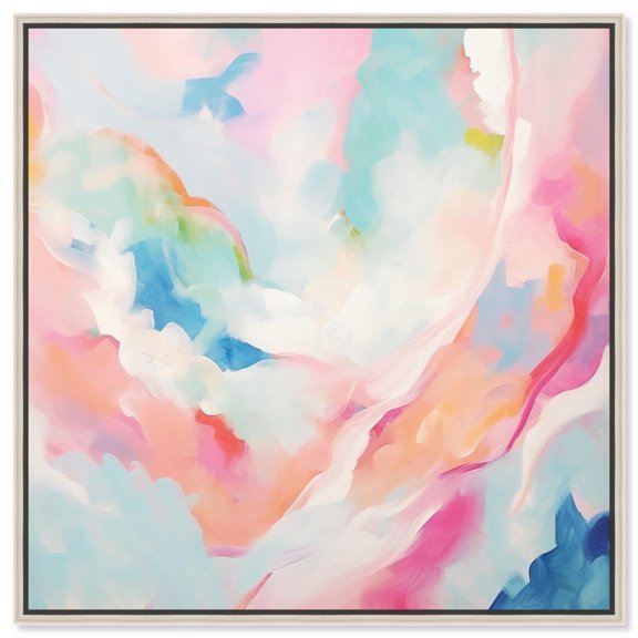 Soft Swirls I Canvas Spring Abstracts by Art Remedy, Silver Frame, 12" x 12"