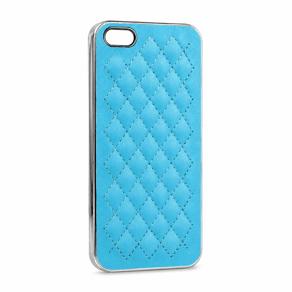 Blue Quilted PU Leather Aluminum Phone Case for iPhone 5/5S, Slim Protective Back Cover