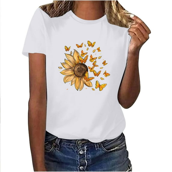 Soft T Shirts Loose Casual Summer Clothes for Women Over 50 Womens Summer Tops Dressy Casual Cropped Warehouse Today Shipping