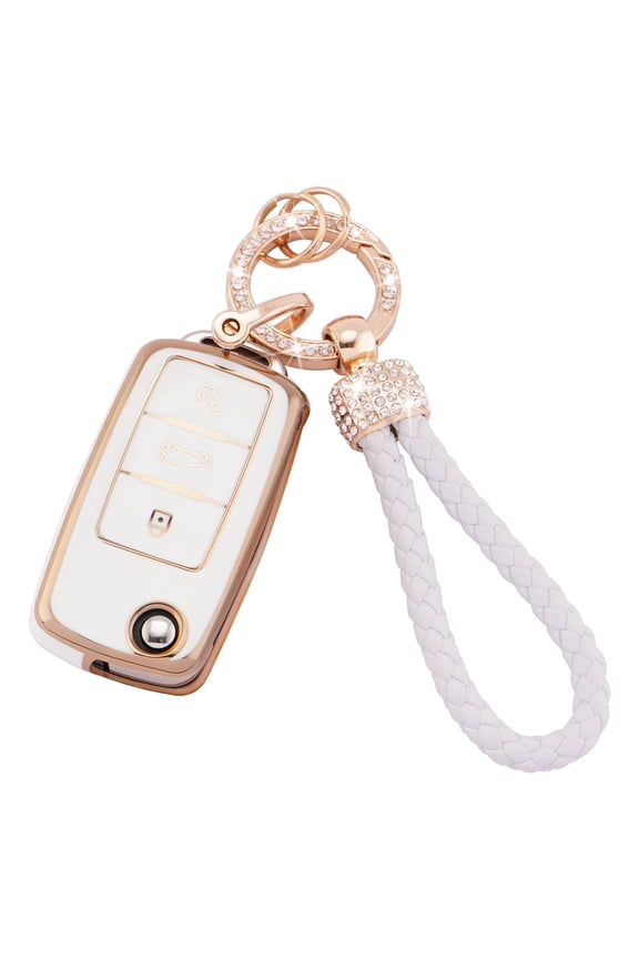 Soft TPU 3-Button Key Fob Cover with Lanyard Keychain for Volkswagen Tiguan Passat Golf Polo Beetle Jetta Touran Eos Scirocco Smart Remote Case