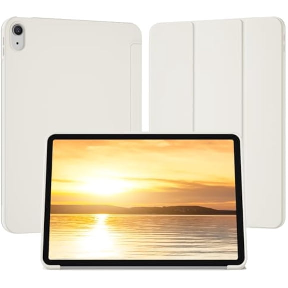 Soft TPU Back Smart Cover for iPad Air 11" M2/M3/M4 & Air 4/5 10.9", Slim Auto Sleep Wake Protective Case,Cream White