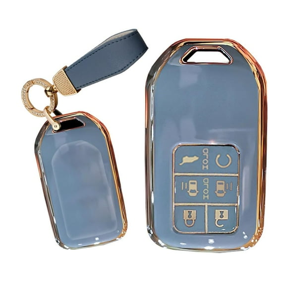 Soft TPU Golden-edge 6 Button Key Fob Cover Protector Fit for Honda Odyssey Freed Elysion Keyless Full Protection Key Fob Case with Keychain