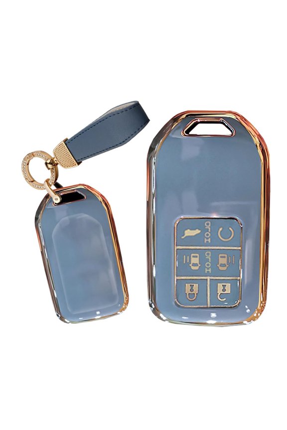 Soft TPU Golden-edge 6 Button Key Fob Cover Protector Fit for Honda Odyssey Freed Elysion Keyless Full Protection Key Fob Case with Keychain