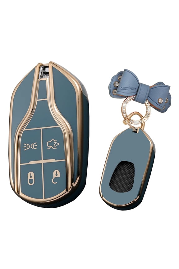Soft TPU Key Fob Cover Fit For Maserati Ghibli Key Case Keyshell Box Keychain Accessories Protector 4 button Protector Metal Keychain
