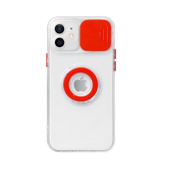 Soft TPU Phone Case For iPhone 12 Pro in Red With Camera Lens Protection Cover