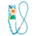 thumbnail image 1 of Soft TPU Silicone Case for iPhone 13 Pro Max 6.7", Crossbody Adjustable Chain Strap Shockproof Cover iPhone 13 Pro Max Case with Three-dimensional Flower for Women & Girls, Blue, 1 of 5