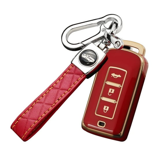 Soft TPU with Gold Edge Smart Key Fob Cover for Mitsubishi Outlander ASX Lancer Evo X GTS EX Keyless Keychain Holder 3 Button Key Case Shell