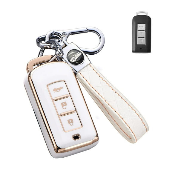 Soft TPU with Gold Edge Smart Key Fob Cover for Mitsubishi Outlander ASX Lancer Evo X GTS EX Keyless Keychain Holder 3 Button Key Case Shell