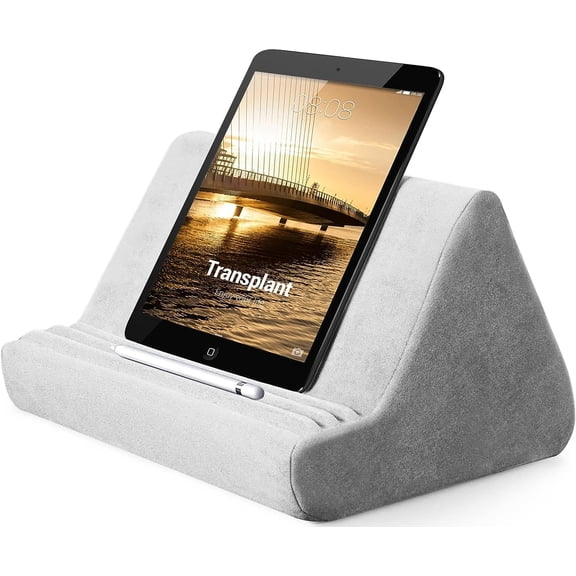 Soft Tablet Stand Pillow with Pocket,Adjustable 3 Viewing Angle,Lazy Holder for Bed Sofa,Compatible with iPads Tablets eReaders Smartphones Books Magazines
