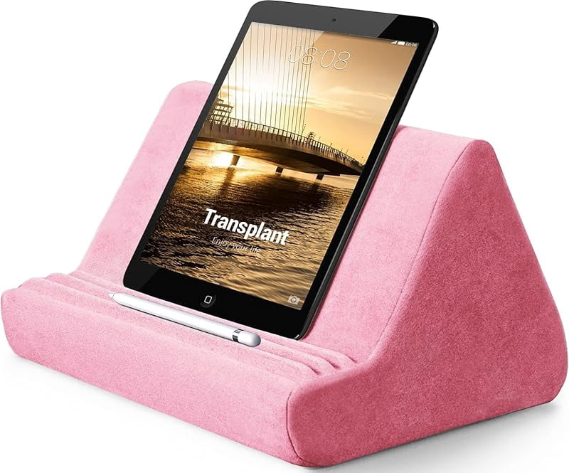 ZAK168 Telefoonkussen, mini-zitzak, telefoon- en tablethouder, zacht kussen, luie standaard voor tablet, smartphones, e-lezer, elke kijkhoek, ideaal voor thuis of op reis (S, grijs