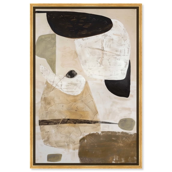 Soft Tans Canvas Midcentury Abstract Wall Art by Art Remedy, Gold Frame, 16" x 24"
