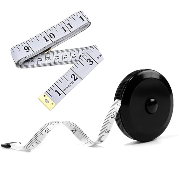 Soft Tape Measure for Body Measurements 2-Pack 60" Flexible Measuring + Retractable Tape, Dual Scale Inch & cm, Cloth Sewing, Tailor, Seamstress, Clothing Waist