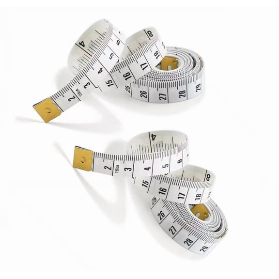 Soft Tape Measure Double Scale, Has 150 CM on Reverse Side 60IN, Environmental Protection Craft Vinyl Ruler for Weight Loss Medical&Body Sewing MeasurementWhite- 2 Pcs