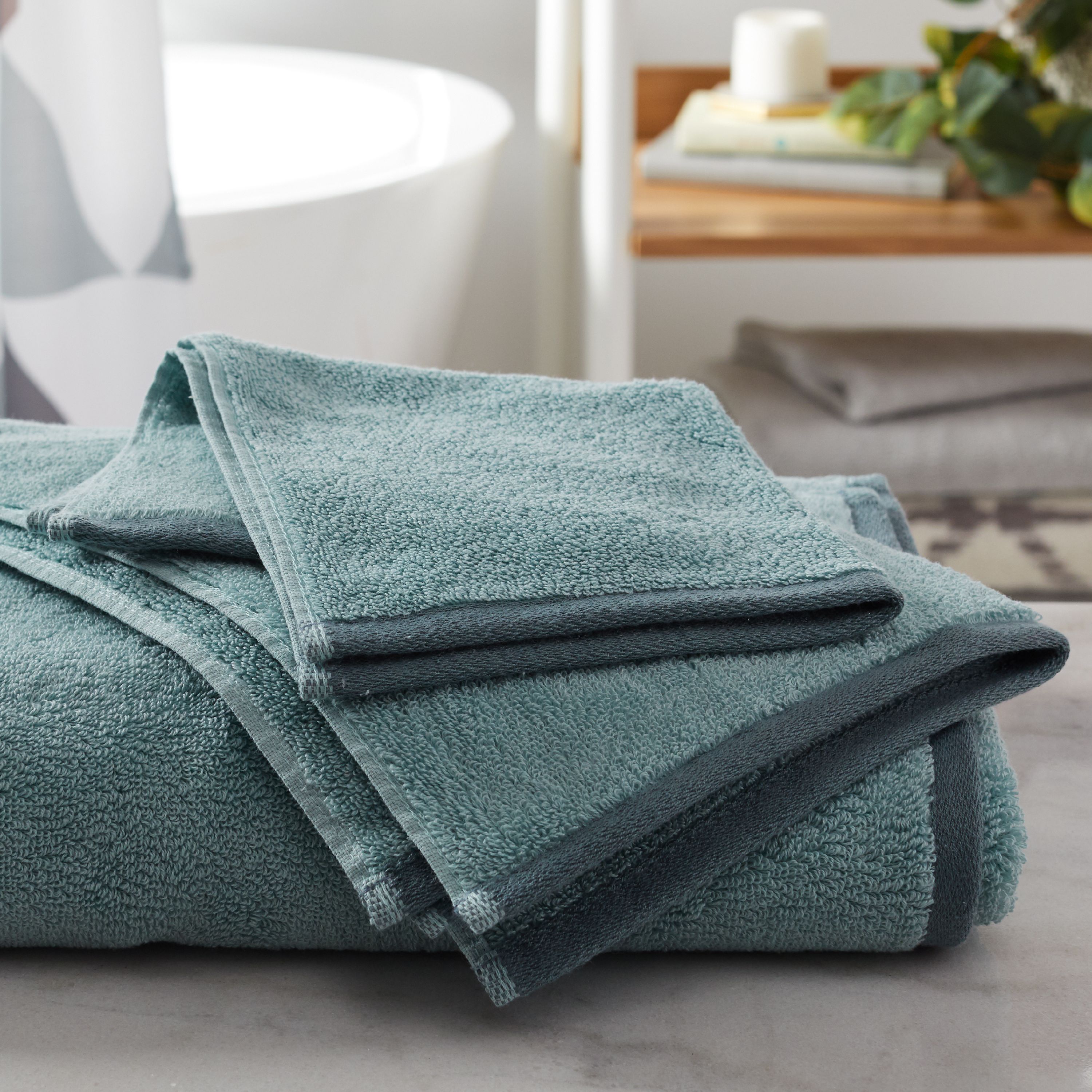 Soft Teal/Sea Gray 3 Piece Towel Set, MoDRN Hemp Towel Collection - image 1 of 2