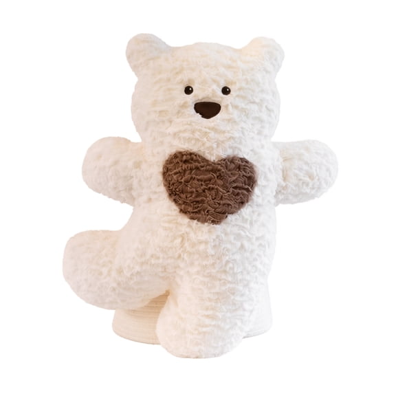Soft Teddy Bear Stuffed Animal, Cute Plush Bear Toy with Textured Fuzzy Fabric and Heart Design, Cozy Cuddle Companion for Kids, Teens and Adults