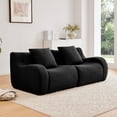 thumbnail image 1 of Soft Teddy Fabric Boneless Sofa,No Assembly Required Streamlined Design,Anti-Slip Design 32D High Density Sponge Fits Living Rooms Bedrooms,Black, 1 of 5