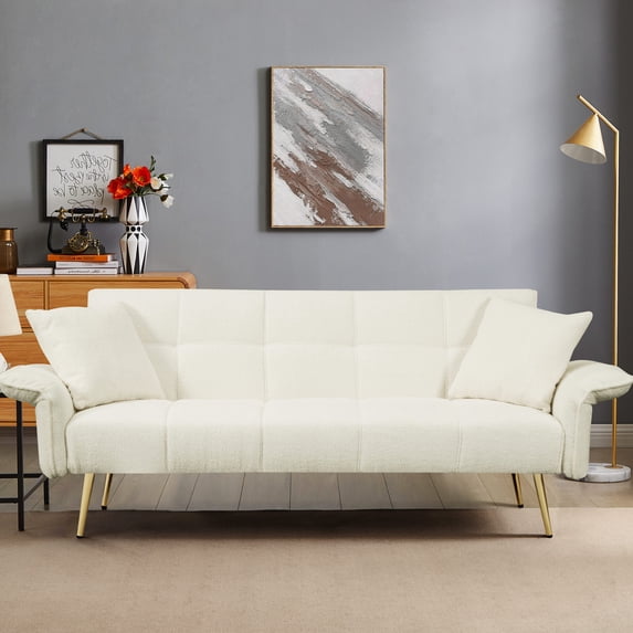 Soft Teddy Velvet 70.1" Sofa Bed / Sturdy for Overnight Guests