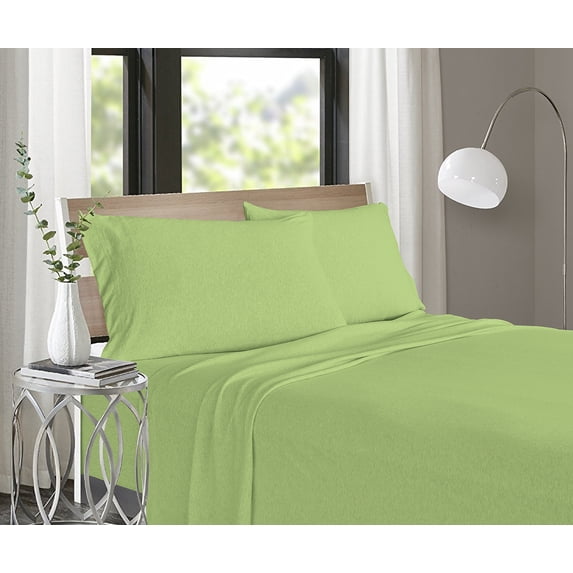 Soft Tees Luxury Cotton Modal Jersey Knit Sheet Set, Olive, Queen