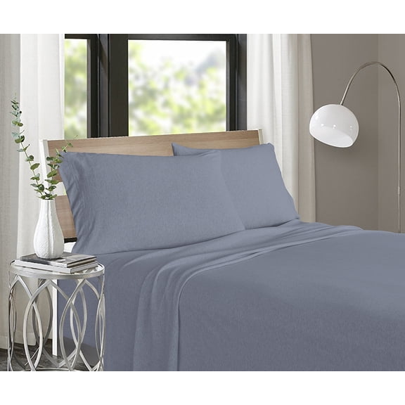 Soft Tees Luxury Cotton Modal Jersey Knit Sheet Set, Periwinkle, Full